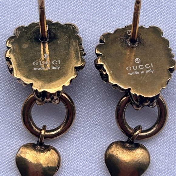 🌺AUTHENTICATED Vintage Gucci Lion Head & Heart Dangle Earrings – With Box & Bag - Picture 8 of 14